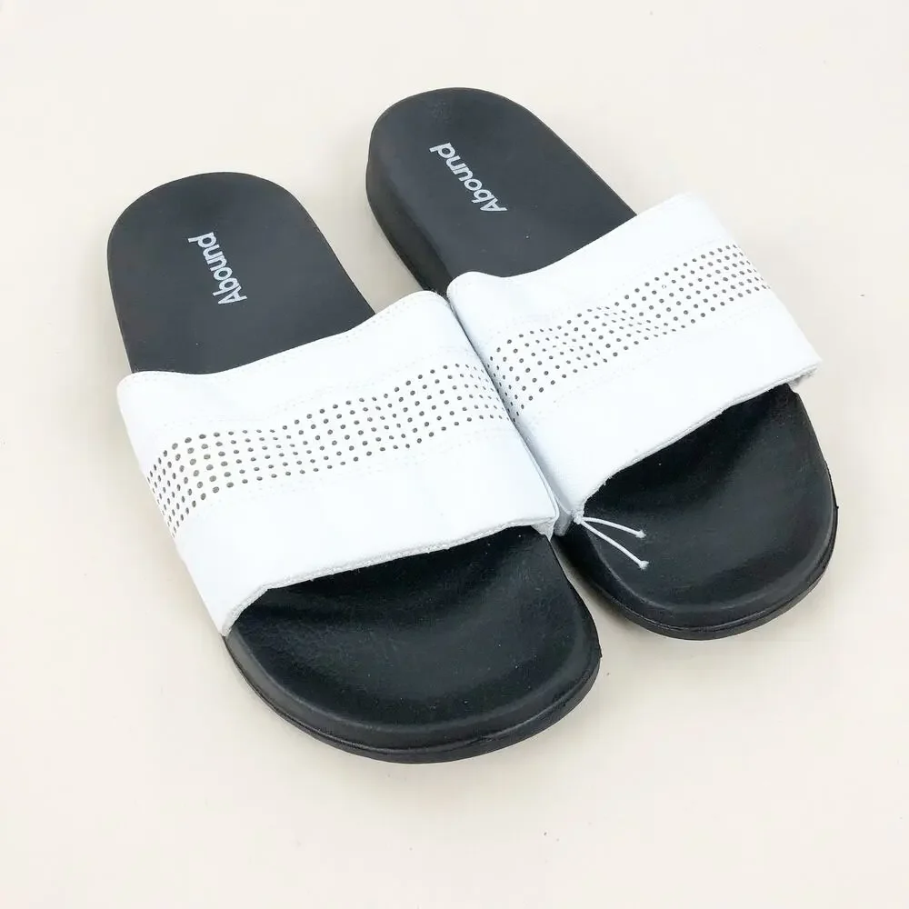 Abound Womens Sloane Sandals Size 8 Black White Pool Slides Slip-On NWOB